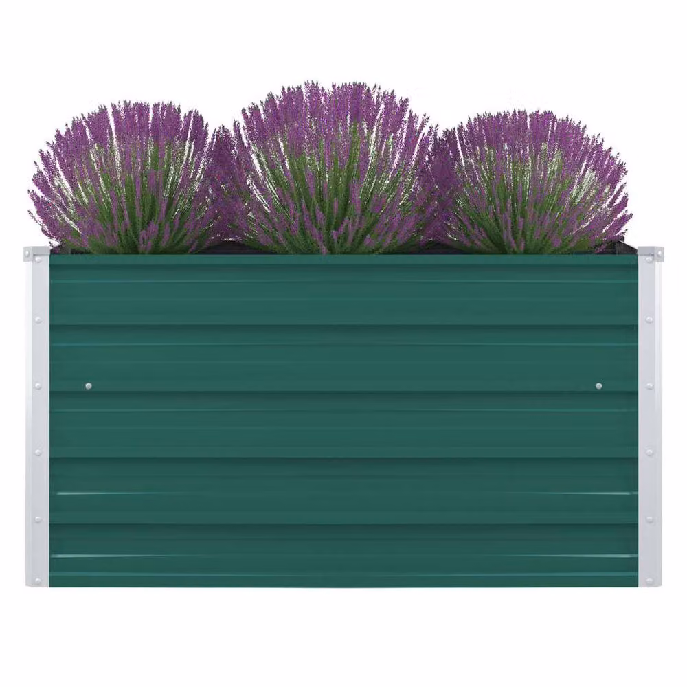 Berkfield Home Raised Garden Bed in Green Galvanised Steel, W/D/H: 100 x 100 x 45 cm – 2