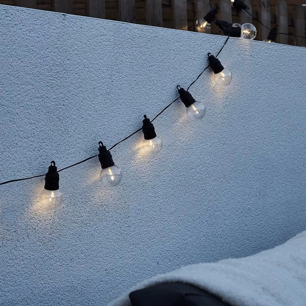 ValueLights Black Outdoor LED Festoon String Lights with 30 Warm White Vintage Glass Spheres – 2