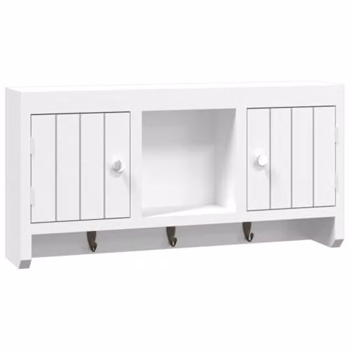 vidaXL Modern White Floating Wall Mounted Display Shelf made of Engineered Wood and Steel, W/D/H: 40 x 20 x 20 cm – 1