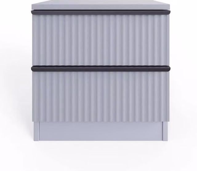 NESTLUNE 2 Drawer Bedside Table with Ripple Design in Grey and Black, W: 100 cm, D: 15 cm – 1
