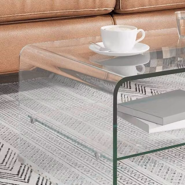 Berkfield Home Modern Rectangular Tempered Glass Coffee Table, Transparent, W: 98 cm, D: 45 cm, H: 31 cm