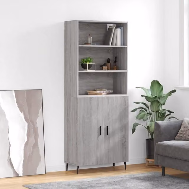 Berkfield Home Grey Sonoma Highboard in Engineered Wood, W: 69.5 cm, D: 34 cm, H: 180 cm – 1