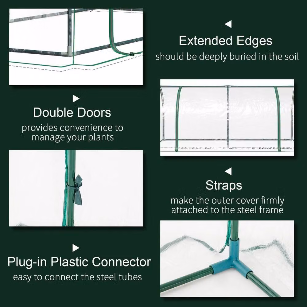 NESTLUNE Set of 2 Green Tunnel Greenhouse Grow Houses, W: 100 cm, D: 15 cm – 3