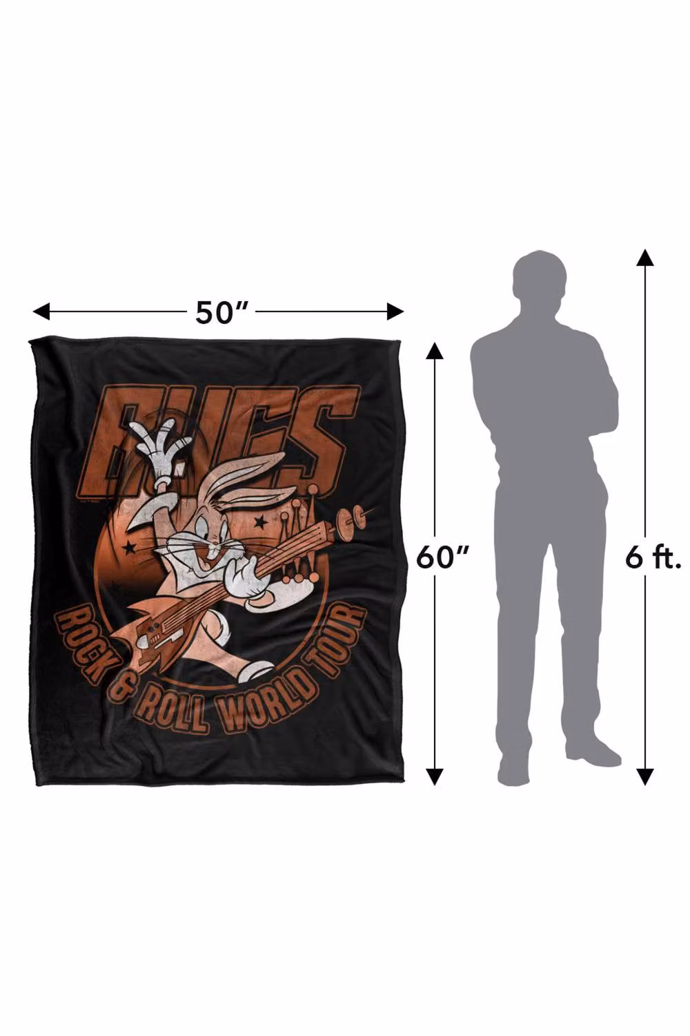 Warner Bros. Looney Tunes Bugs Bunny Rock and Roll Super Soft Silky Touch Fleece Throw Blanket, Multicolour, W: 91 cm, D: 147 cm – 7