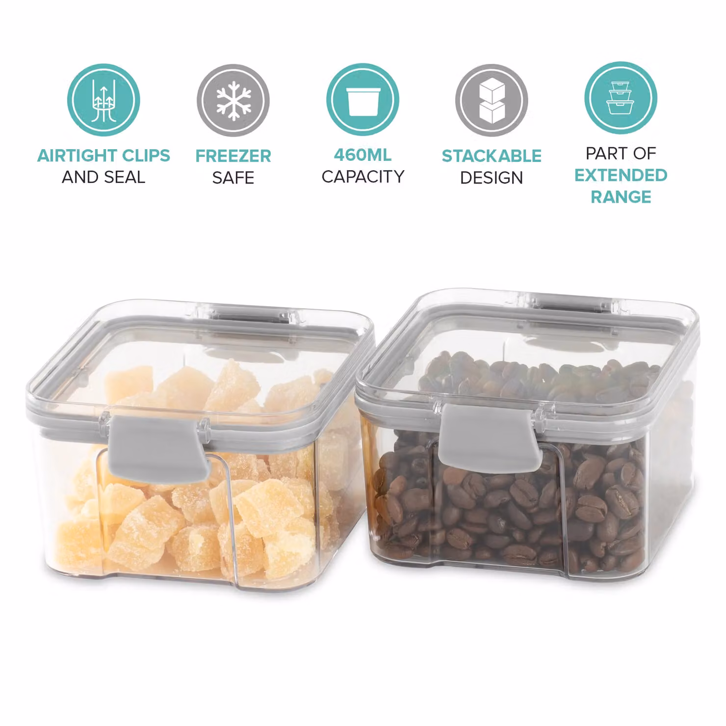 LIVIVO 2pc Stackable Airtight Food Storage Containers, 480ml, Transparent – 3