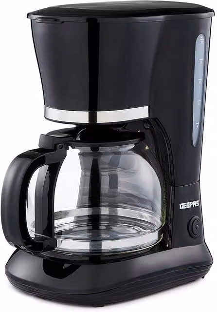 Geepas Filter Coffee Machine with Glass Jug and Auto Shut-Off, Black, 1.5 l