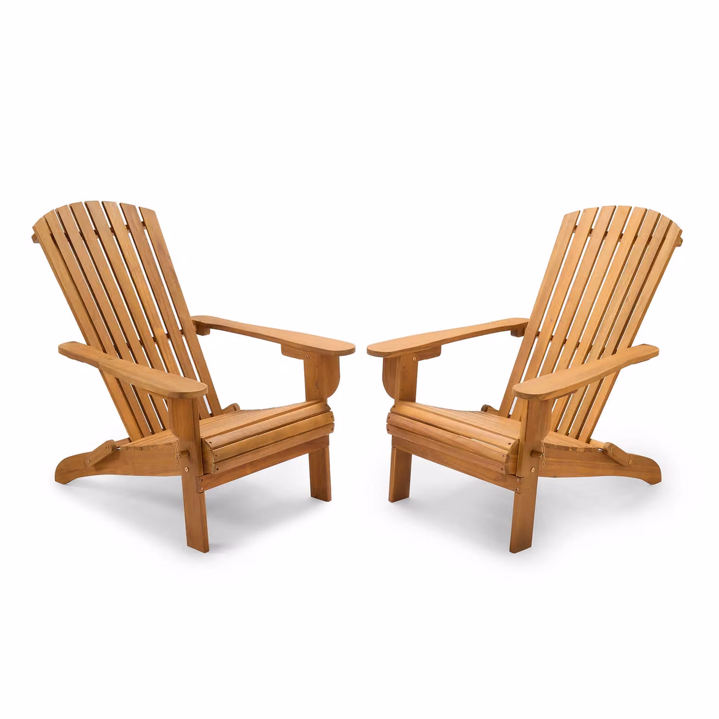 VonHaus Hudson Acacia Wood Folding Adirondack Garden Chairs Set of 2 in Brown and Beige – 2