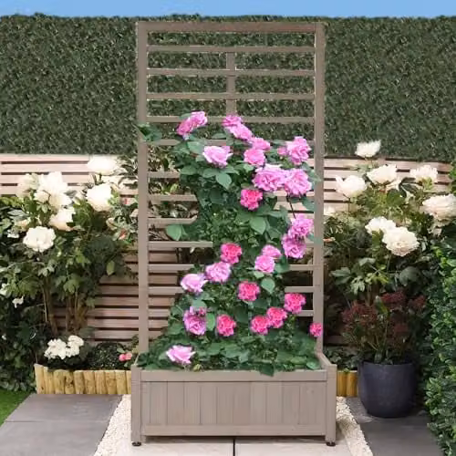 Garden Gear Grey Raised Wooden Planter with Climbing Trellis, Height: 170 cm – 3