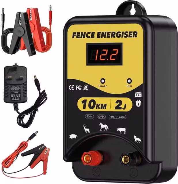 Nordara 12V Electric Fence Energiser 1.5J-2J 10km Horse Fencing Kit (12KV) in Black – 1