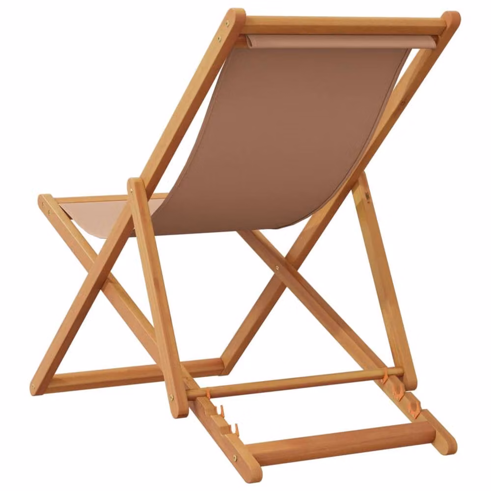 Berkfield Home Set of 2 Folding Beach Chairs in Taupe Fabric and Solid Wood – 3