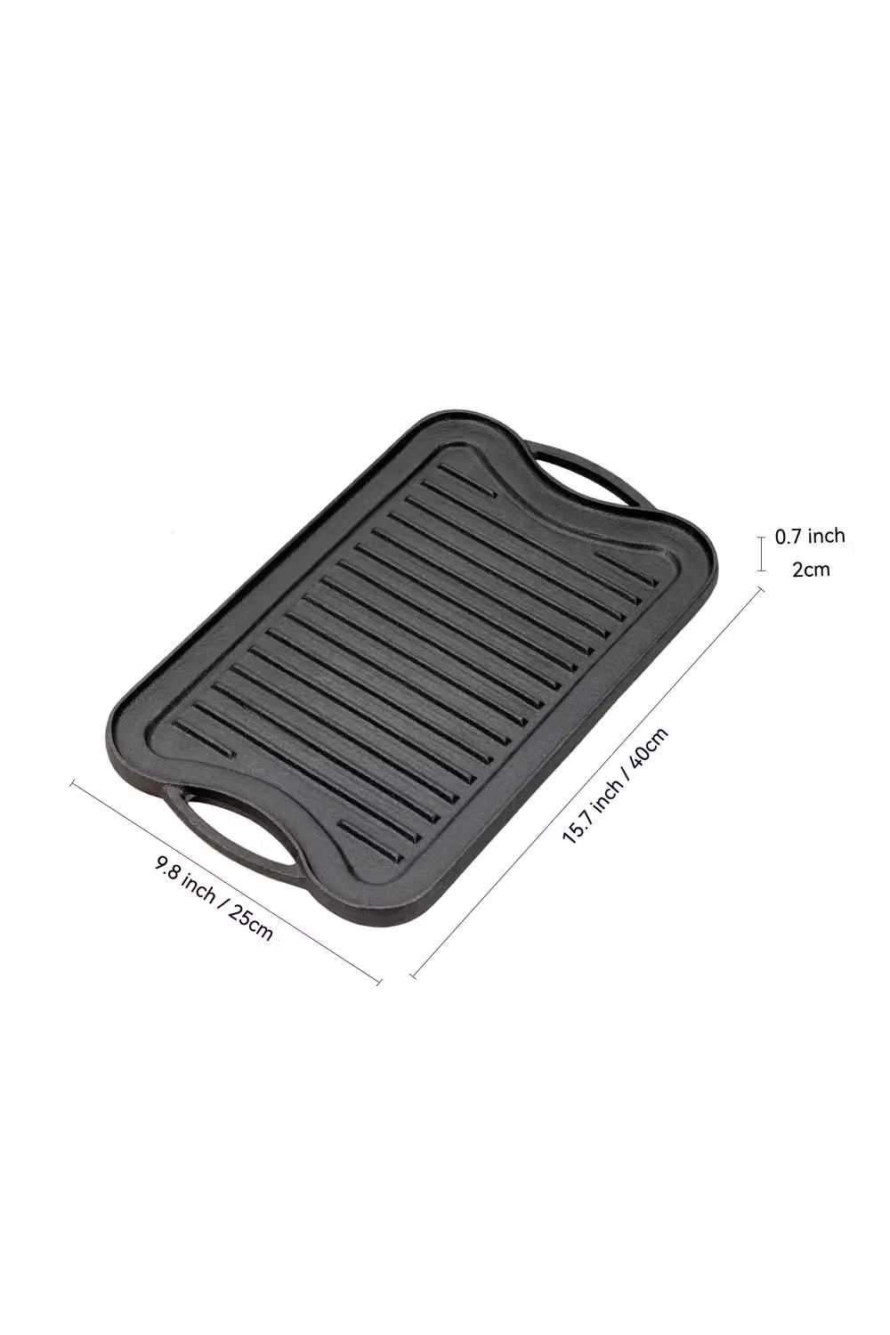 Living and Home Black Cast Iron Reversible Double Sided Griddle Pan, W: 40 cm, D: 25 cm – 2