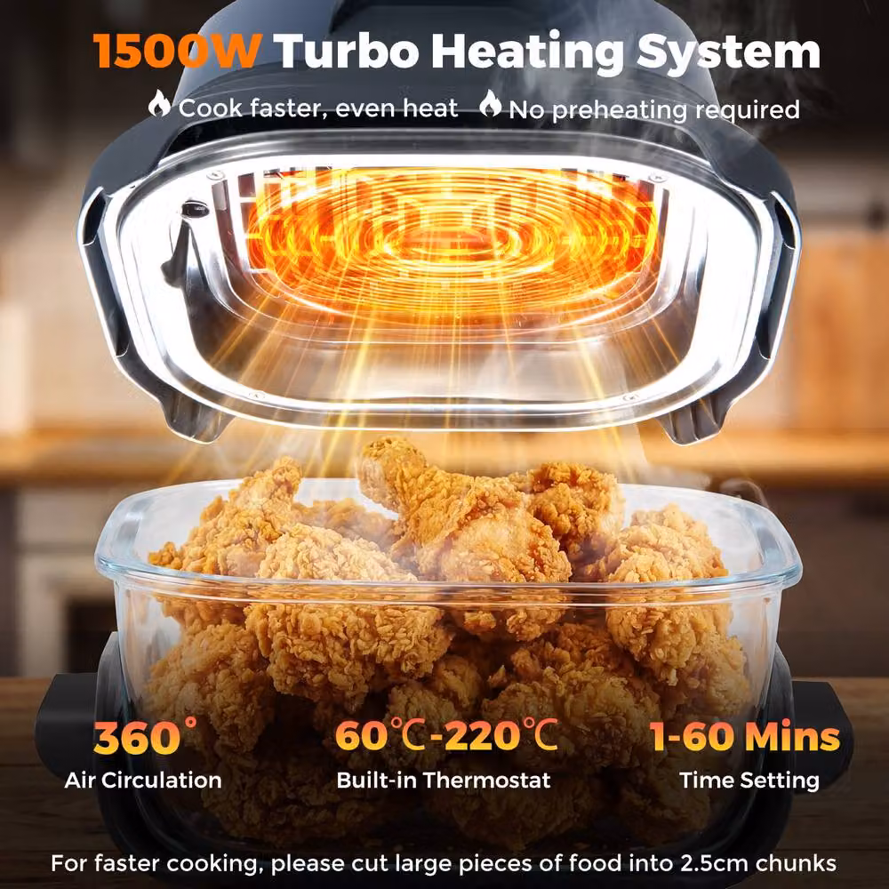 Costway 6-in-1 Portable Dual Glass Air Fryer and Baker in Blue, 4L and 1.7L Capacity – 6
