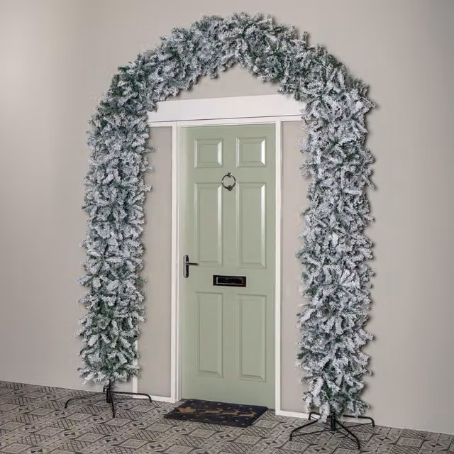 Samuel Alexander 8ft Snow Flocked Christmas Tree Arch with 2000 Tips in Green