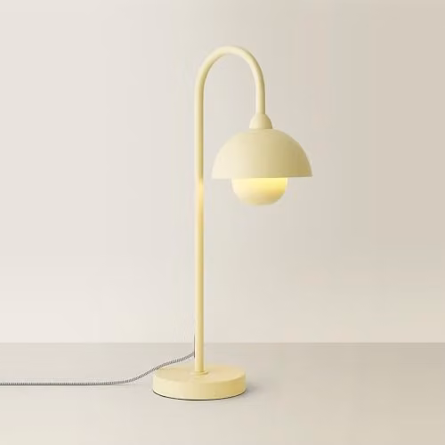 ValueLights Tilly Pastel Lemon Arched Dome Metal Table Lamp with LED Bulb, Yellow – 1