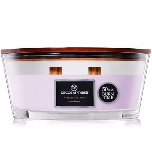 Deco Express Cherry Blossom Scented Woodwick Candle in Pink – 1