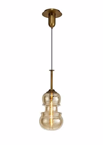 Mantra Sonata Round Ceiling Pendant Light in Bronze with Glass Shade, Diameter: 22 cm, E27