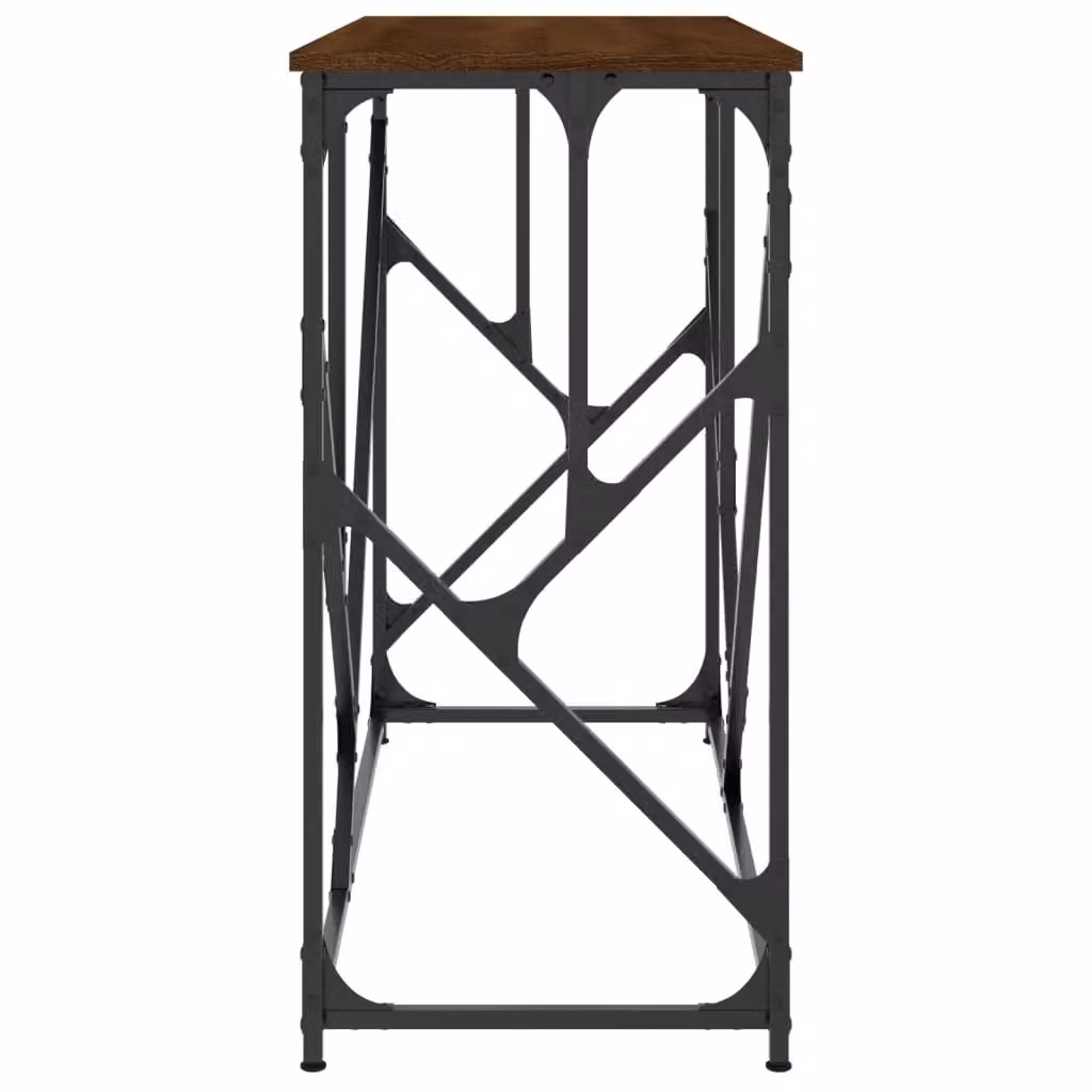 Berkfield Home Industrial Console Table in Brown Oak, W/D/H: 100 x 40 x 80 cm – 5