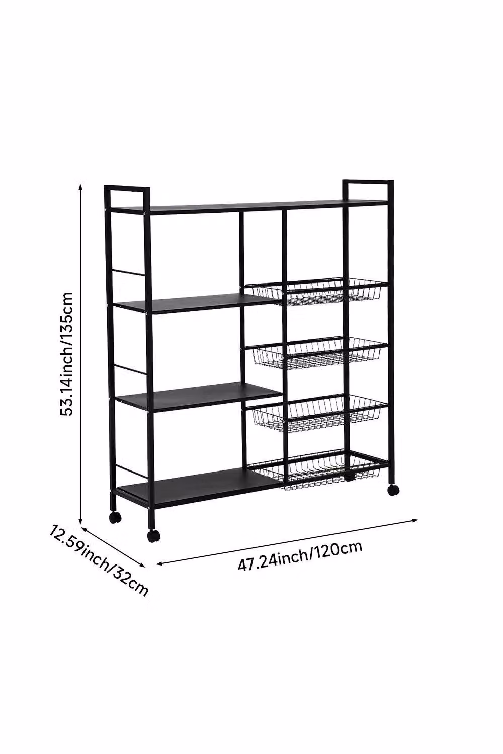 H&O Direct Black Metal Freestanding Kitchen Microwave and Vegetable Storage Cart – 2