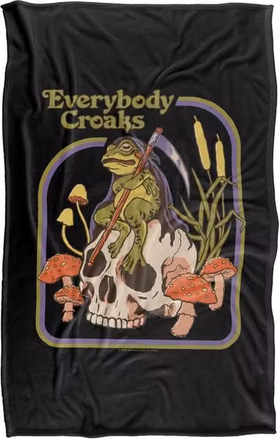 Steven Rhodes Everybody Croaks Super Soft Fleece Throw Blanket, Multicolour, W/D/H: 91 x 147 cm