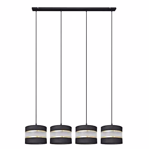 Netlighting Helam Helen Straight Bar Pendant Ceiling Light in Black and Gold/Brass, 100 cm