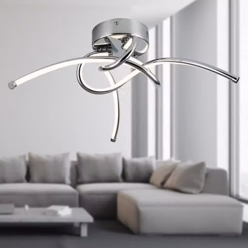 First Choice Lighting Twist Chrome LED Flush Ceiling Light in Silver – 2