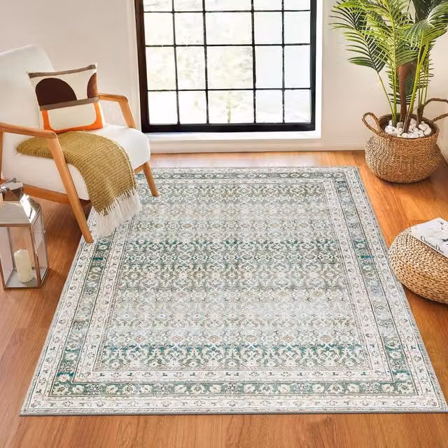 Livabliss Rainier Traditional Vintage Living Room Rug in Olive, Green, Brown and Beige, W/D/H: 160 x 220 cm