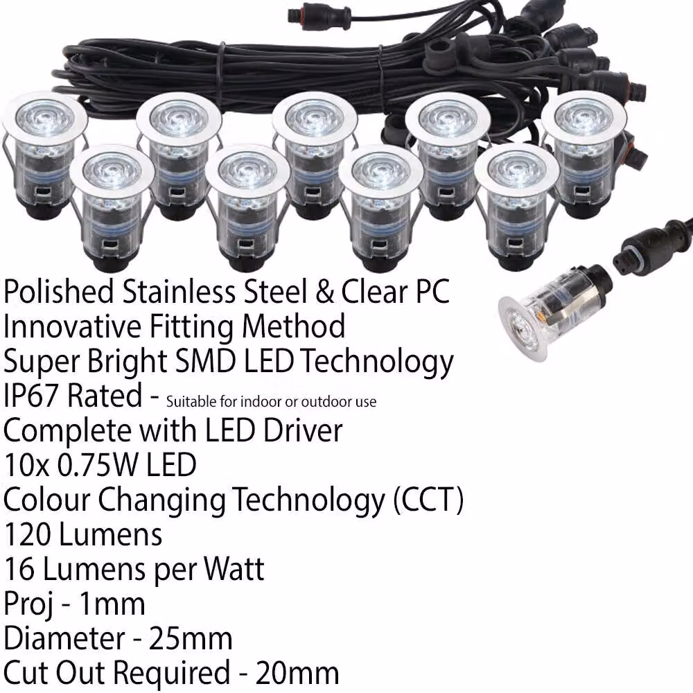 Loops IP67 Outdoor Recessed LED Decking Plinth Lights in Silver with Multicolour Lighting – 2