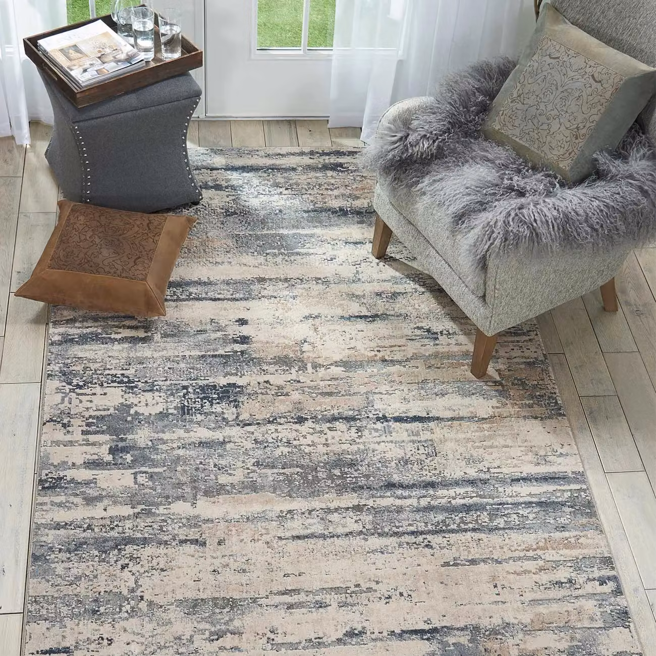 The Rug Shop UK Modern Abstract Stain-Resistant Area Rug in Beige, W: 280 cm, D: 380 cm – 2
