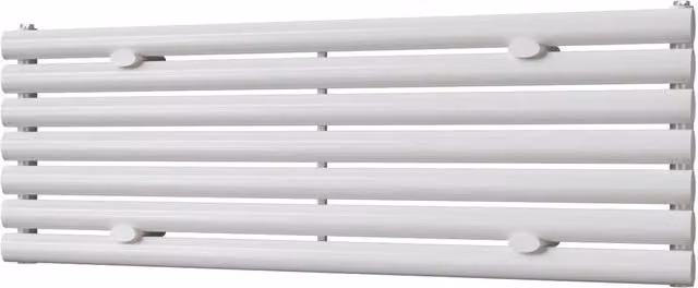 UK Radiators Omeara Axis White Elliptical Tube Horizontal Designer Radiator, W: 120 cm, H: 40.6 cm, D: 6 cm