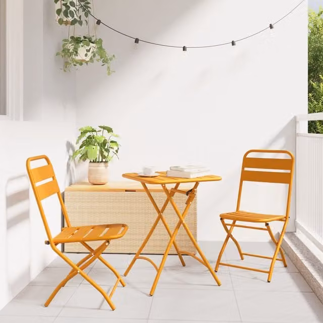 Berkfield Home Folding Garden Chairs, 2 Pack, Mustard Yellow, W/D/H: 42 x 52 x 82 cm – 1
