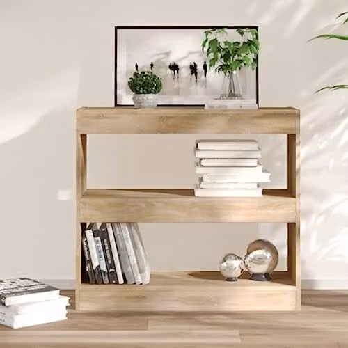 vidaXL Book Cabinet and Room Divider in Sonoma Oak, W/D/H: 80 x 30 x 72 cm – 2