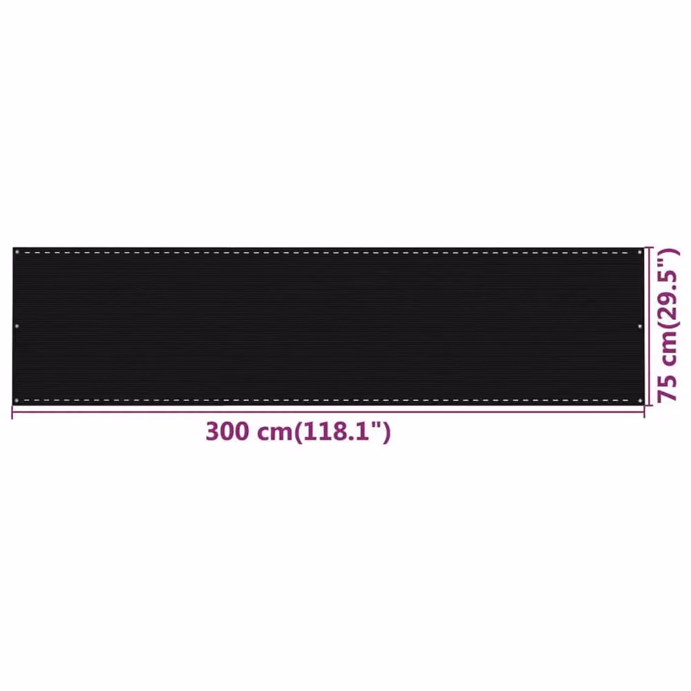 Berkfield Home Black HDPE Balcony Screen W: 75 cm, L: 300 cm – 3