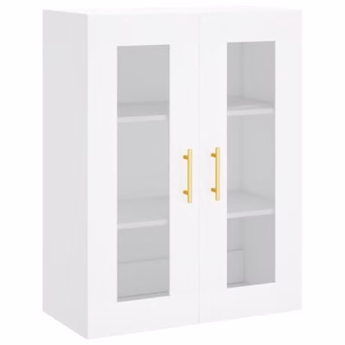 vidaXL Wall Mounted Cabinet with Glass Doors in White, W/D/H: 69.5 x 34 x 90 cm
