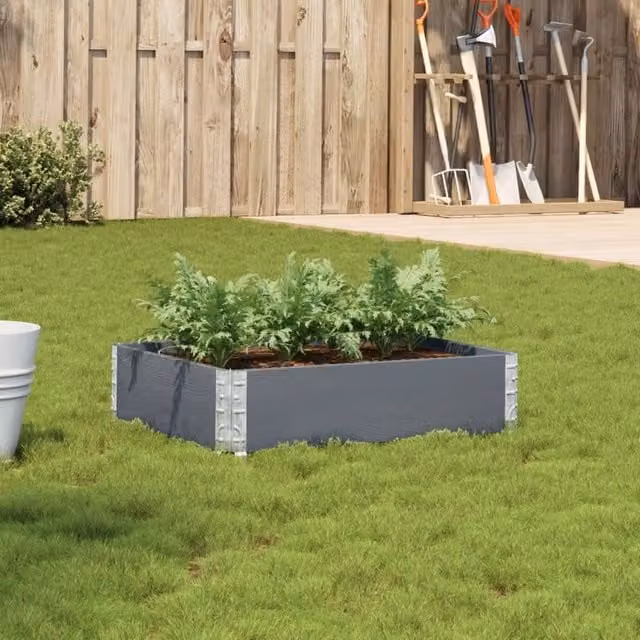 Berkfield Grey Wooden Raised Bed Planter with Galvanised Steel, W: 80 cm, D: 60 cm
