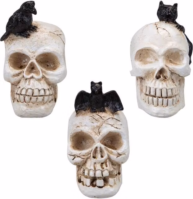 VFM e-Store Halloween Polyresin Skull Party Decoration Set of 3 in White