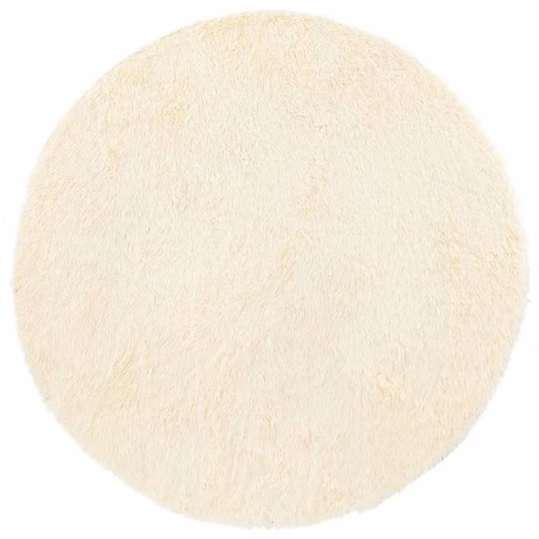 Berkfield Home NAVARRA Shaggy High Pile Rug, Cream, W/D/H: 120 x 120 x 1 cm