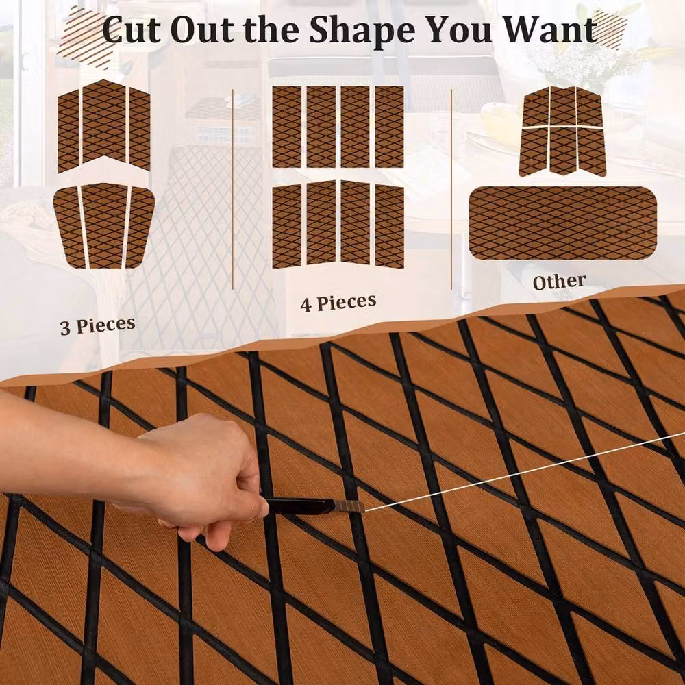 NESTLUNE Self-Adhesive EVA Foam Boat Decking Sheet, Brown – 4