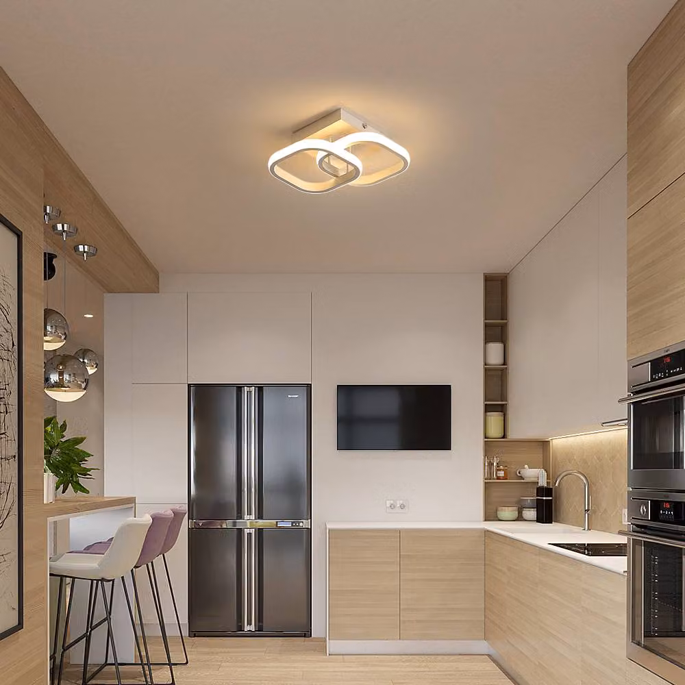 Goeco Modern Square LED Ceiling Light, 22 W, Warm White 3000 K, White – 4
