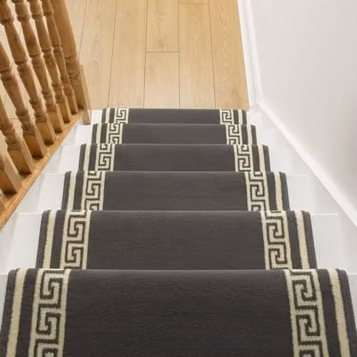 runrug Grey Key Stair Carpet Runner, W: 80 cm, L: 480 cm – 3