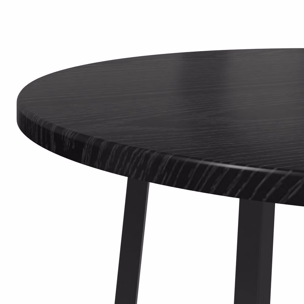Berkfield Home Set of 2 Round Modern Side Tables in Black Oak and Metal – 5