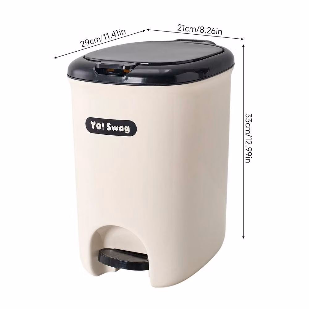PAWNORA 12L Plastic Pedal Trash Can in Beige – 2