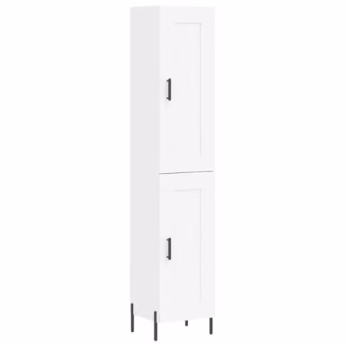 vidaXL Modern White Engineered Wood Highboard with Hinged Doors and Metal Feet, W/D/H: 180 x 34.5 x 30.2 cm