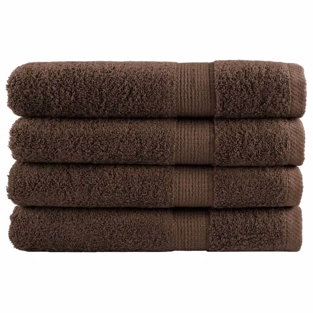 Berkfield Home SOLUND Premium Cotton Terry Towels, 4 Pieces, Brown, W: 100 cm, L: 200 cm, 600gsm – 2