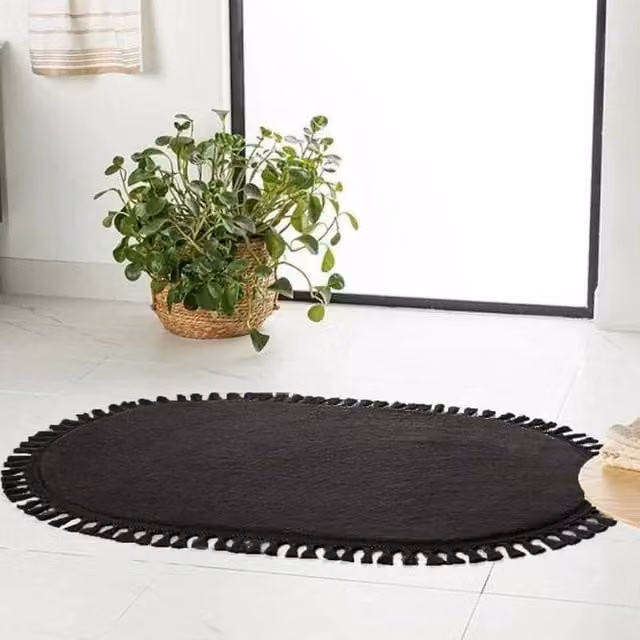 KORVIXA Washable Square Area Rug in Black, W/D: 100 x 100 cm – 1