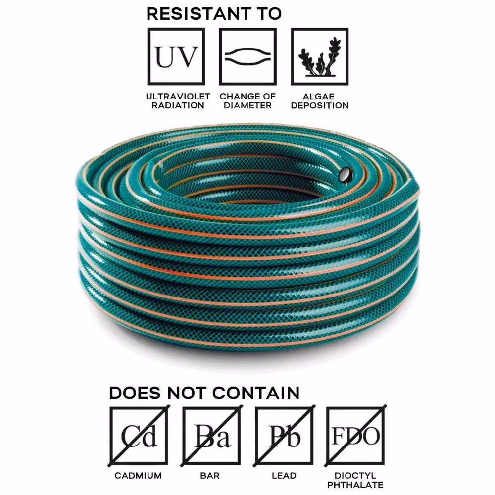 FLAVORA Reinforced Green Garden Hose Pipe Reel, 25m – 5