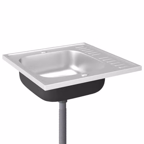 vidaXL Reversible Stainless Steel Kitchen Sink with Drainer Set in Silver, W/D/H: 60 x 60 x 15.5 cm – 1