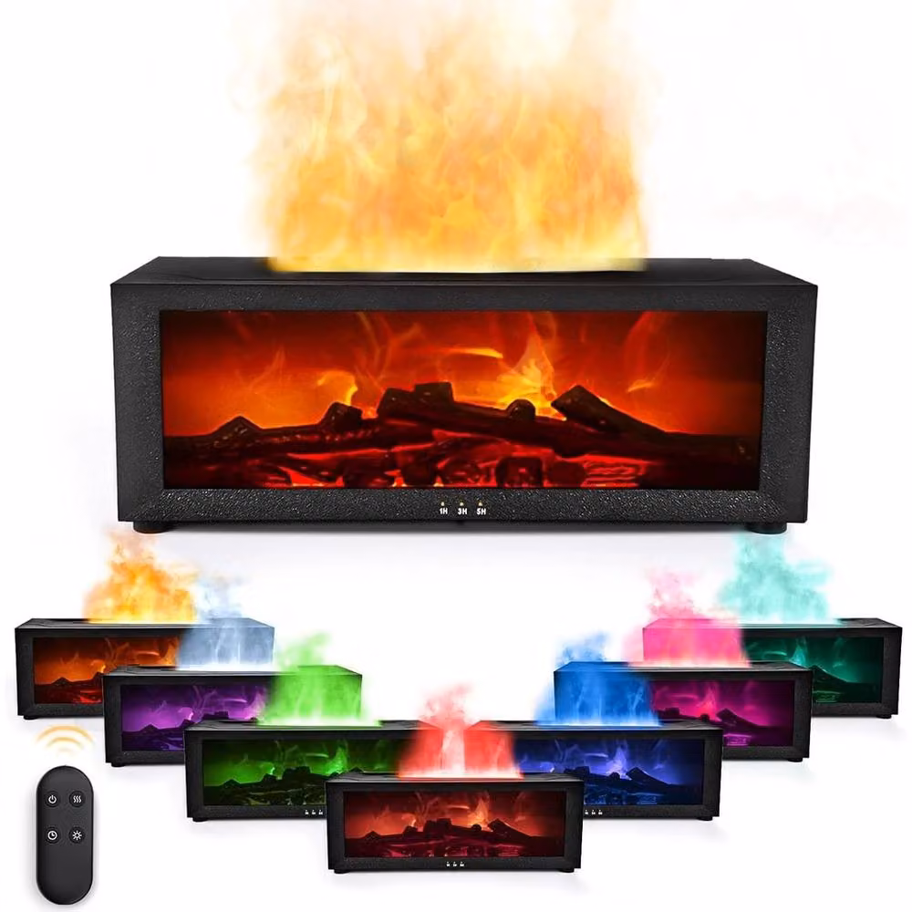 NESTLUNE LED Air Diffuser Aroma Oil Humidifier with Flame Effect in Black, W/D/H: 100 x 15 x 15 cm – 4