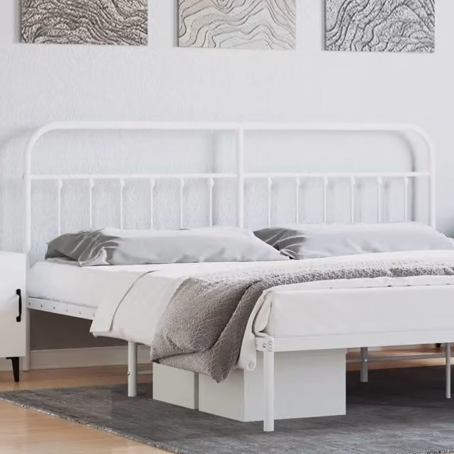 Berkfield Home Classic Metal Headboard in White, 200 cm – 1