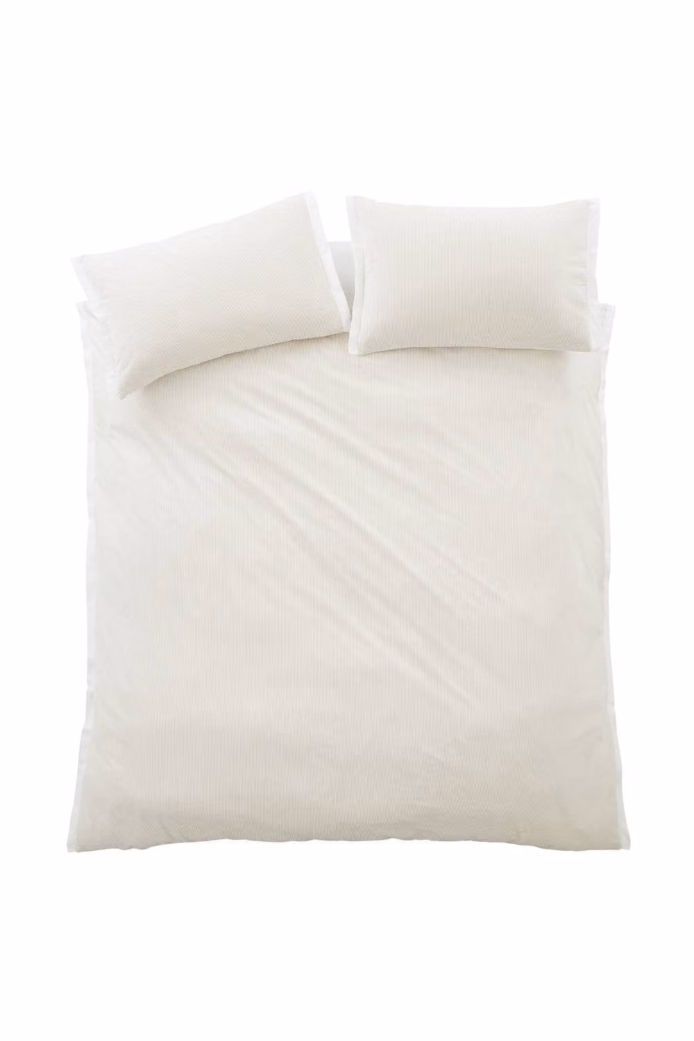 Bianca Seersucker Woven Stripe 180 Thread Count Cotton Duvet Cover and Pillowcase Set, Beige, W/D/H: 135 x 200 cm and 50 x 75 cm – 2