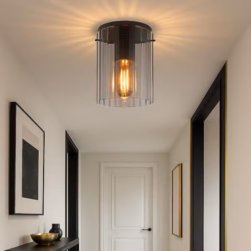 Globo Lighting Tulivar Cylindrical Ceiling Light with Grey Smoke Glass Shade, Diameter: 18 cm, Height: 23 cm – 3